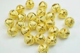 100 PCs Gold Plated Carved Round Beads 8mm/10mm Diamond Cut