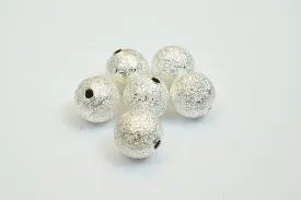 100 PCs Silver Plated Carved Round Beads 6mm/8mm/10mm Stardust Beads Diamond Cut