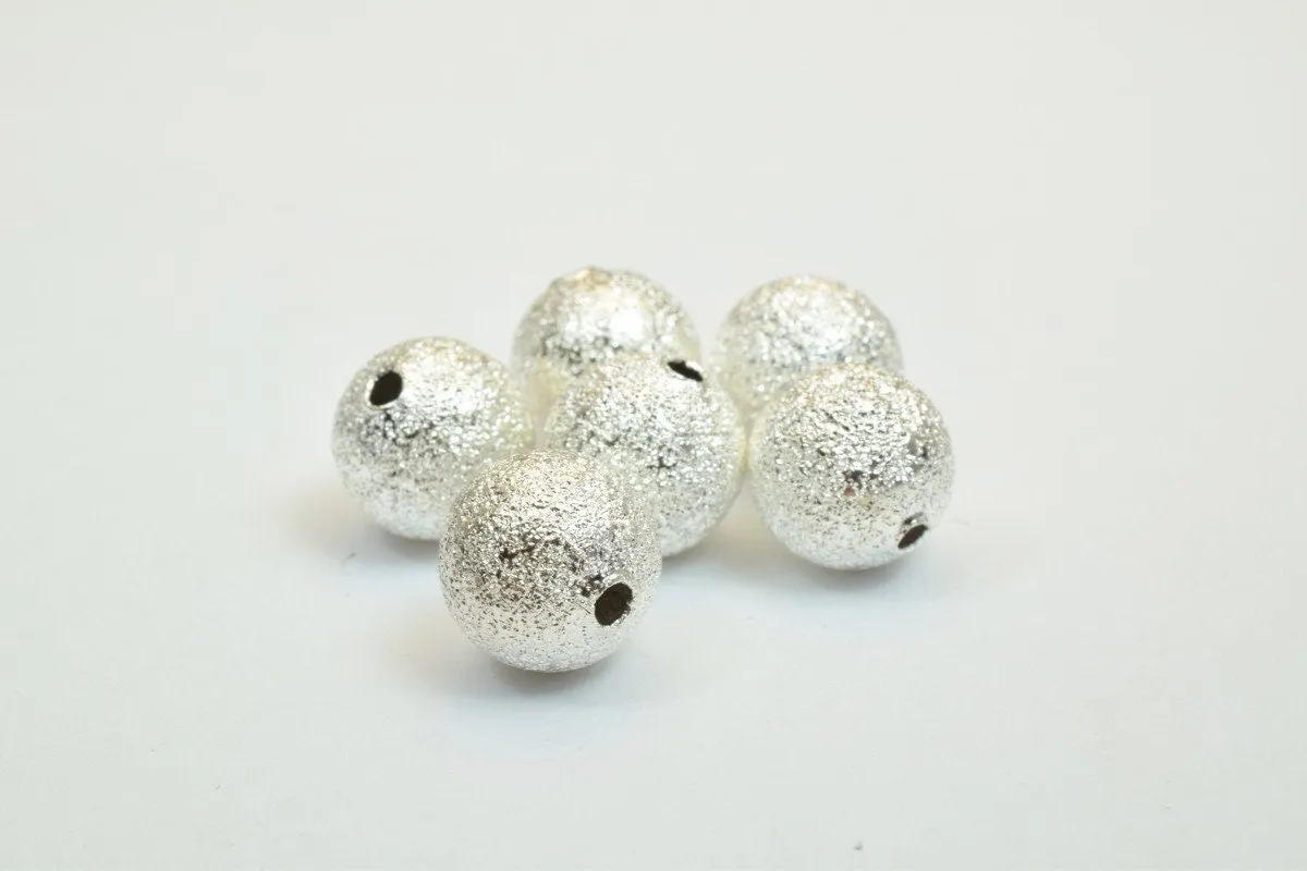 100 PCs Silver Plated Carved Round Beads 6mm/8mm/10mm Stardust Beads Diamond Cut
