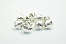 100 PCs Silver Plated Carved Round Beads 8mm Diamond Cut