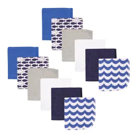 12-Pack Blue Fish Washcloths 05936