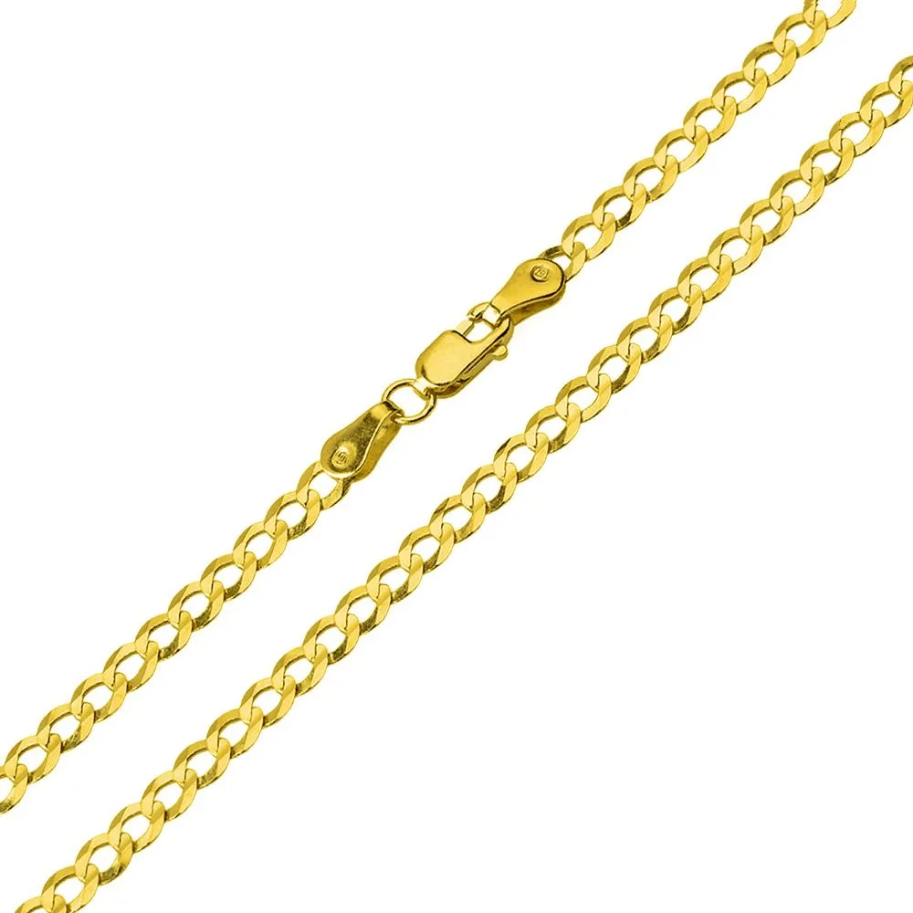 14K Two Tone Gold Plain & Simple Celtic Trinity Cross with Triquetra Symbol Pendant Cuban Concave Chain Necklace