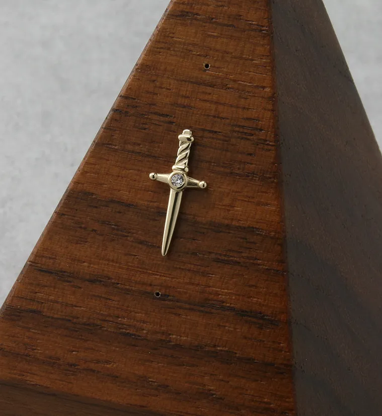 14kt Gold Dagger CZ Threadless Top