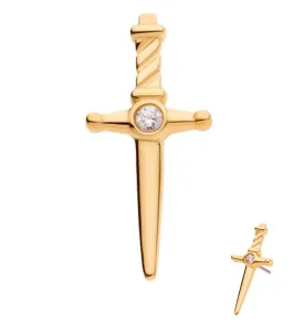 14kt Gold Dagger CZ Threadless Top