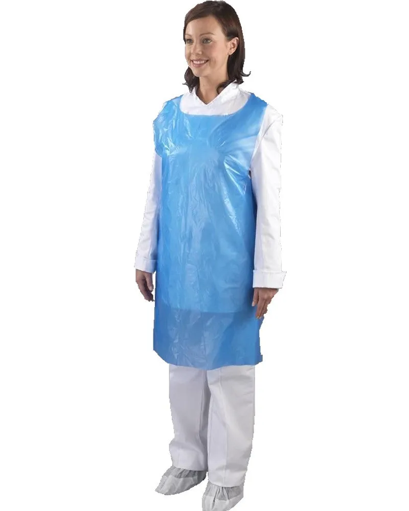 (500 & 1000/Case) Blue Disposable 1mil & 2mil Poly Plastic Food Service Aprons