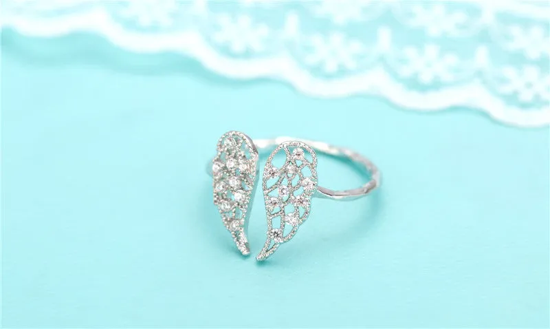 AAA Zircon Angel Wings Stretch Ring for women (Adjustable)
