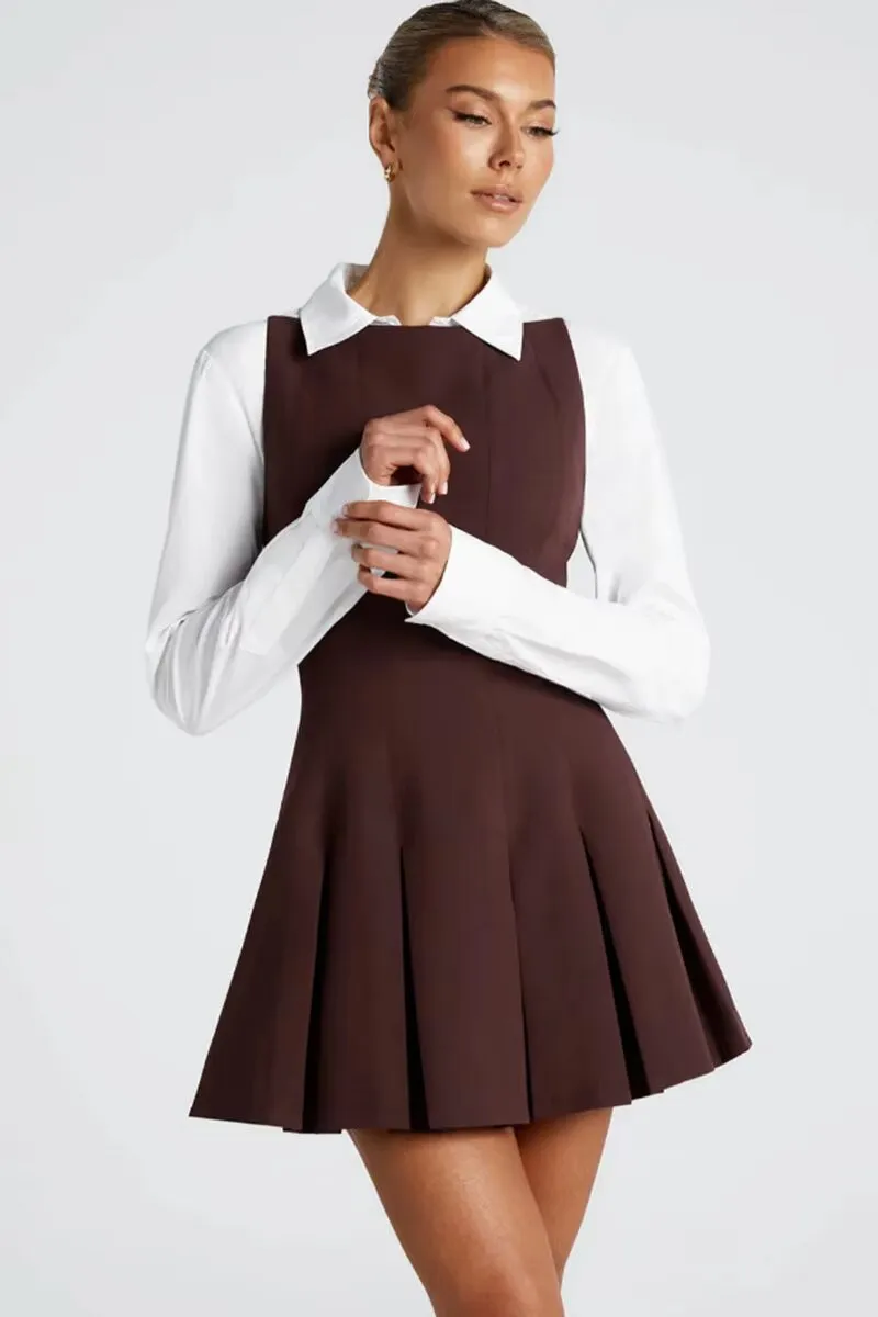 Backless Elegance  Spaghetti Strap Pleated Mini Dress