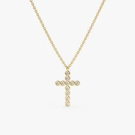 Bezel Diamond Cross Necklace, Kiara