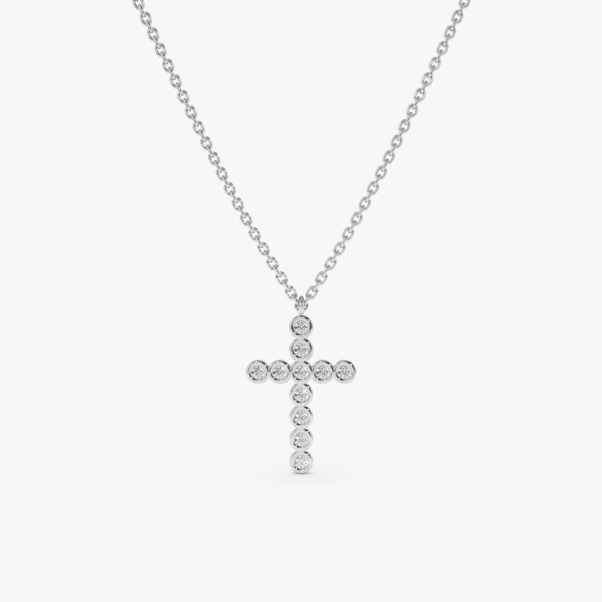 Bezel Diamond Cross Necklace, Kiara
