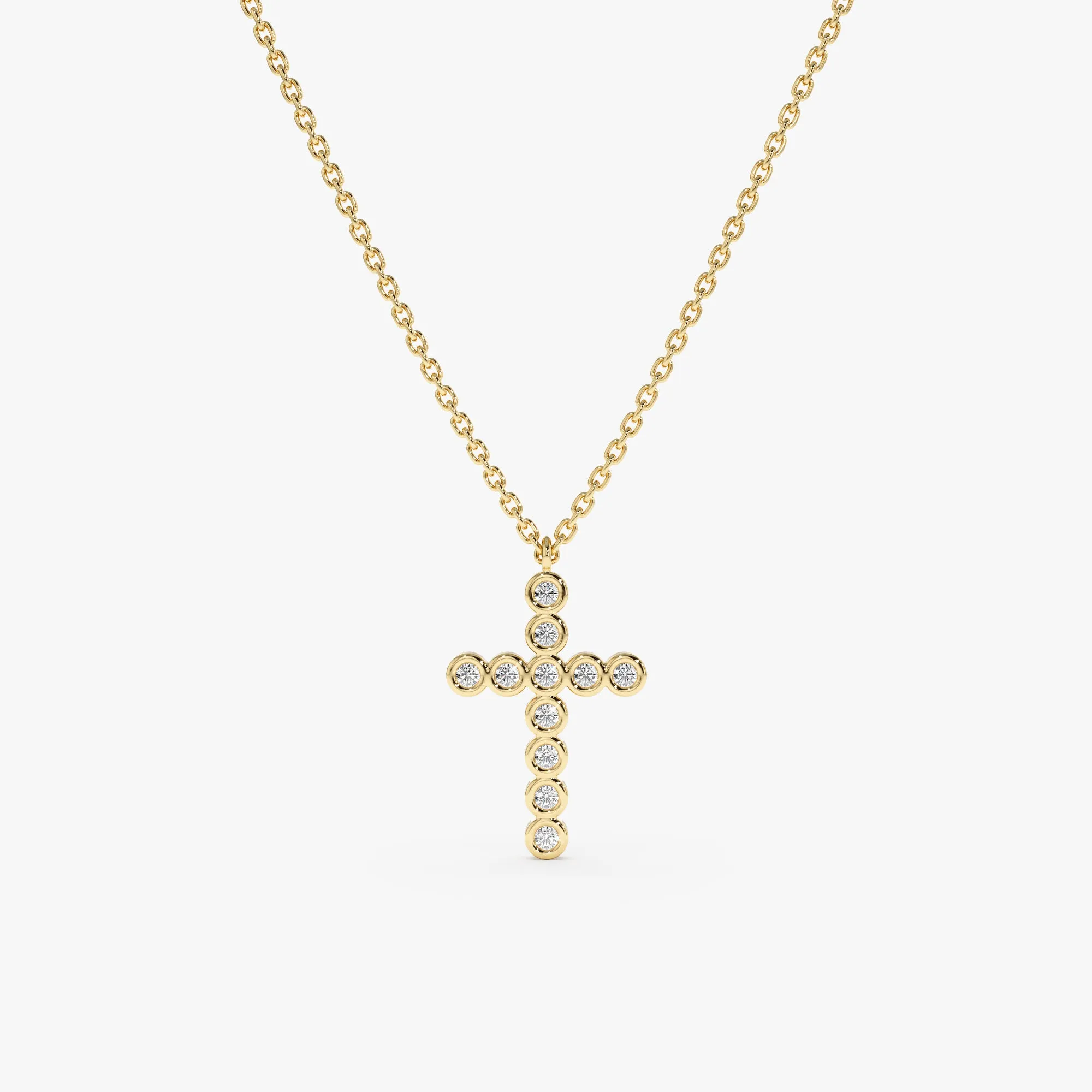 Bezel Diamond Cross Necklace, Kiara