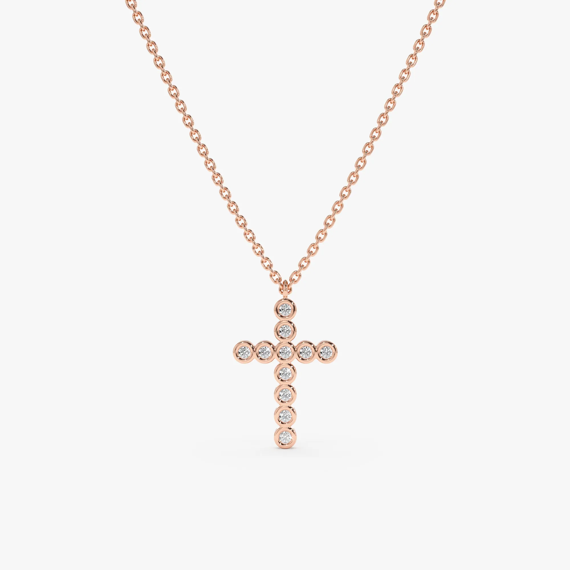 Bezel Diamond Cross Necklace, Kiara