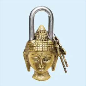 Brass Buddha Head Lock and Key 6 in