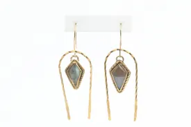 Brass Kite Labradorite Arch Earrings