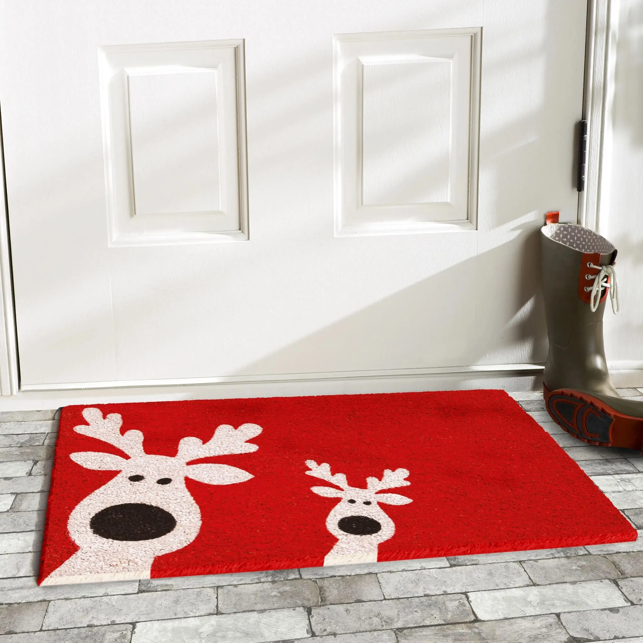Christmas Peeking Reindeer Doormat
