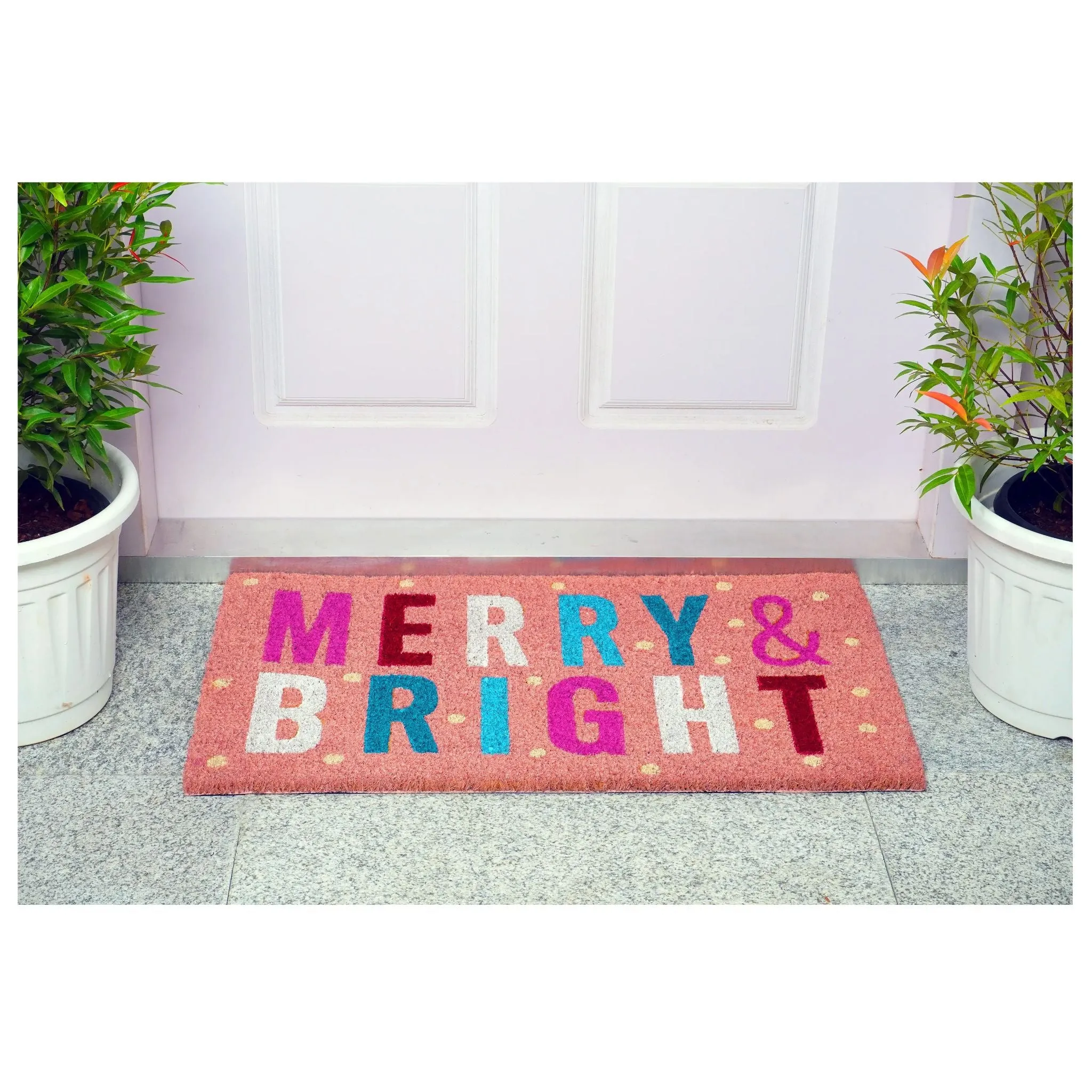 Christmas Pink Merry & Bright Doormat