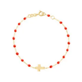 Cross Charm Classic Gigi Bracelet - Coral