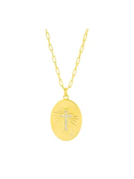 CZ Cross Medallion Necklace