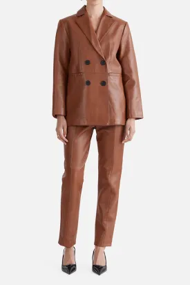 Delaney Leather Blazer Whiskey