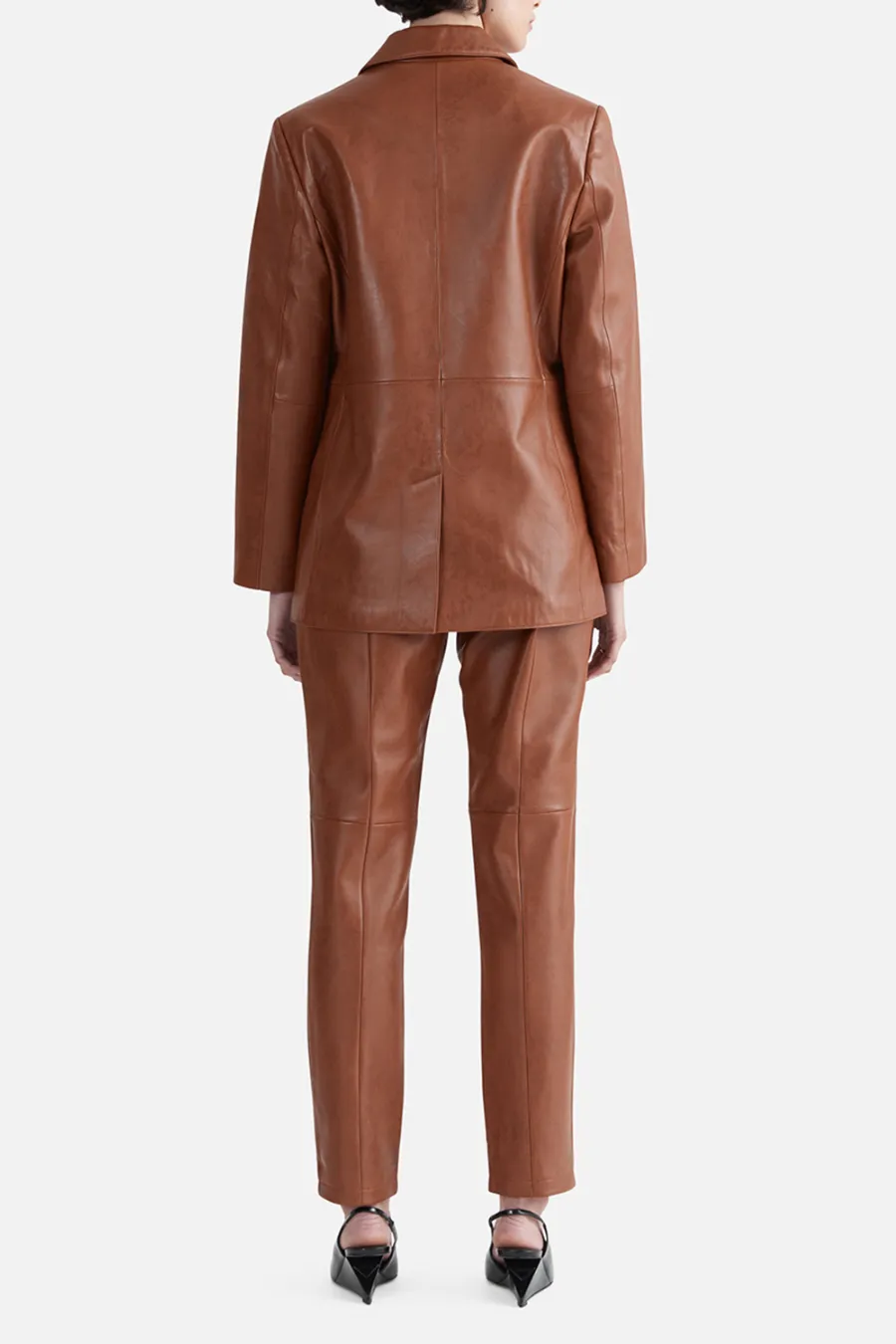 Delaney Leather Blazer Whiskey
