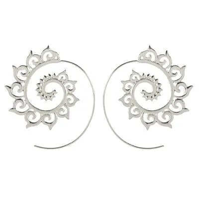 docona  Punk Gold Sliver Hollow Spiral Dangle Earrings Women Ladies Tribal Gear Drop Earring Circle Ear Festival Jewelry 4755