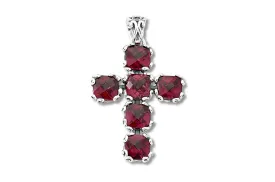 Glow Cross Pendant- Rhodolite