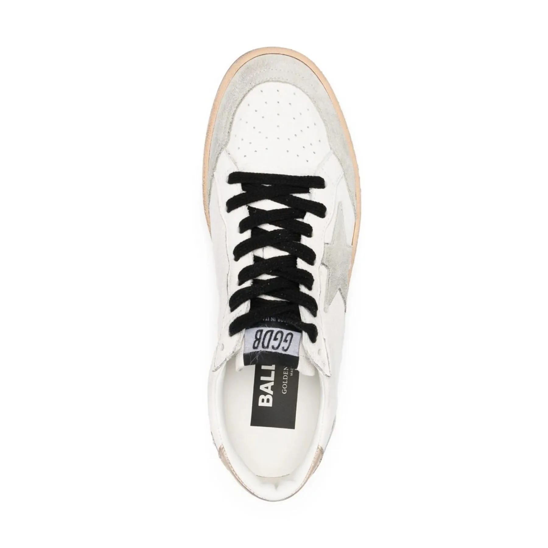 GOLDEN GOOSE BALL STAR SNEAKERS IN WHITE & GOLD ZEBRA PRINT