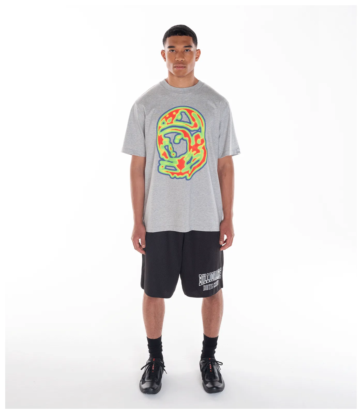 HEAT MAP HELMET LOGO T-SHIRT - HEATHER GREY