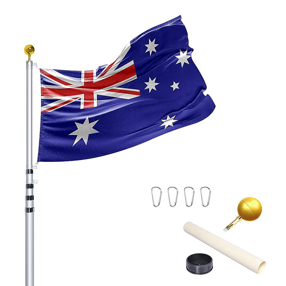 Heavy-Duty Telescopic 9.1m Flag Pole Kit, 16 Gauge Aluminum