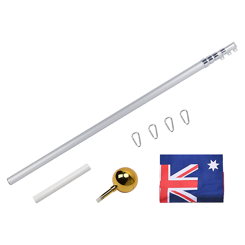 Heavy-Duty Telescopic 9.1m Flag Pole Kit, 16 Gauge Aluminum
