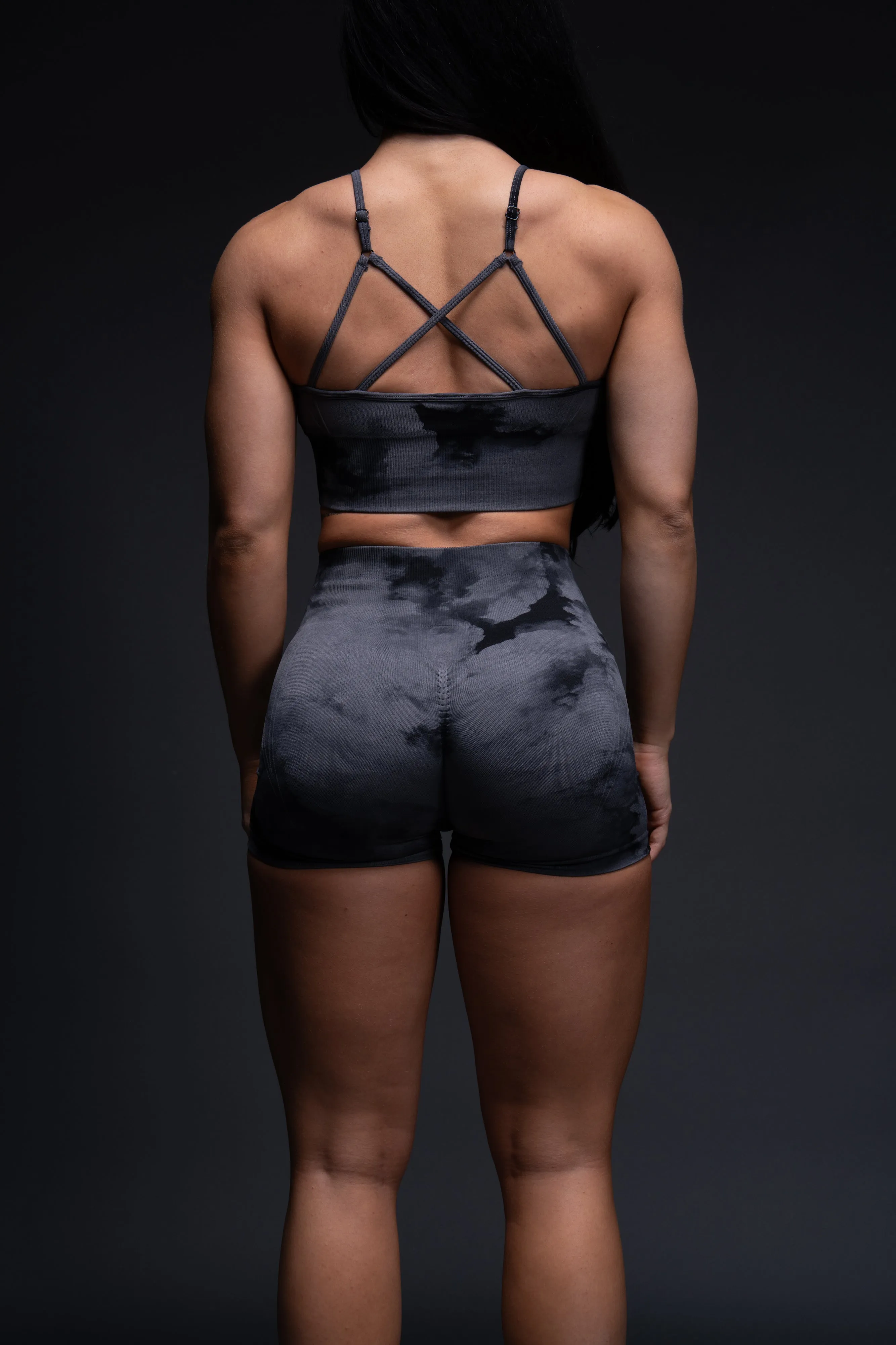 Loyalty Everson Seamless "Huxley" Shorts in Black Ghost Clouds