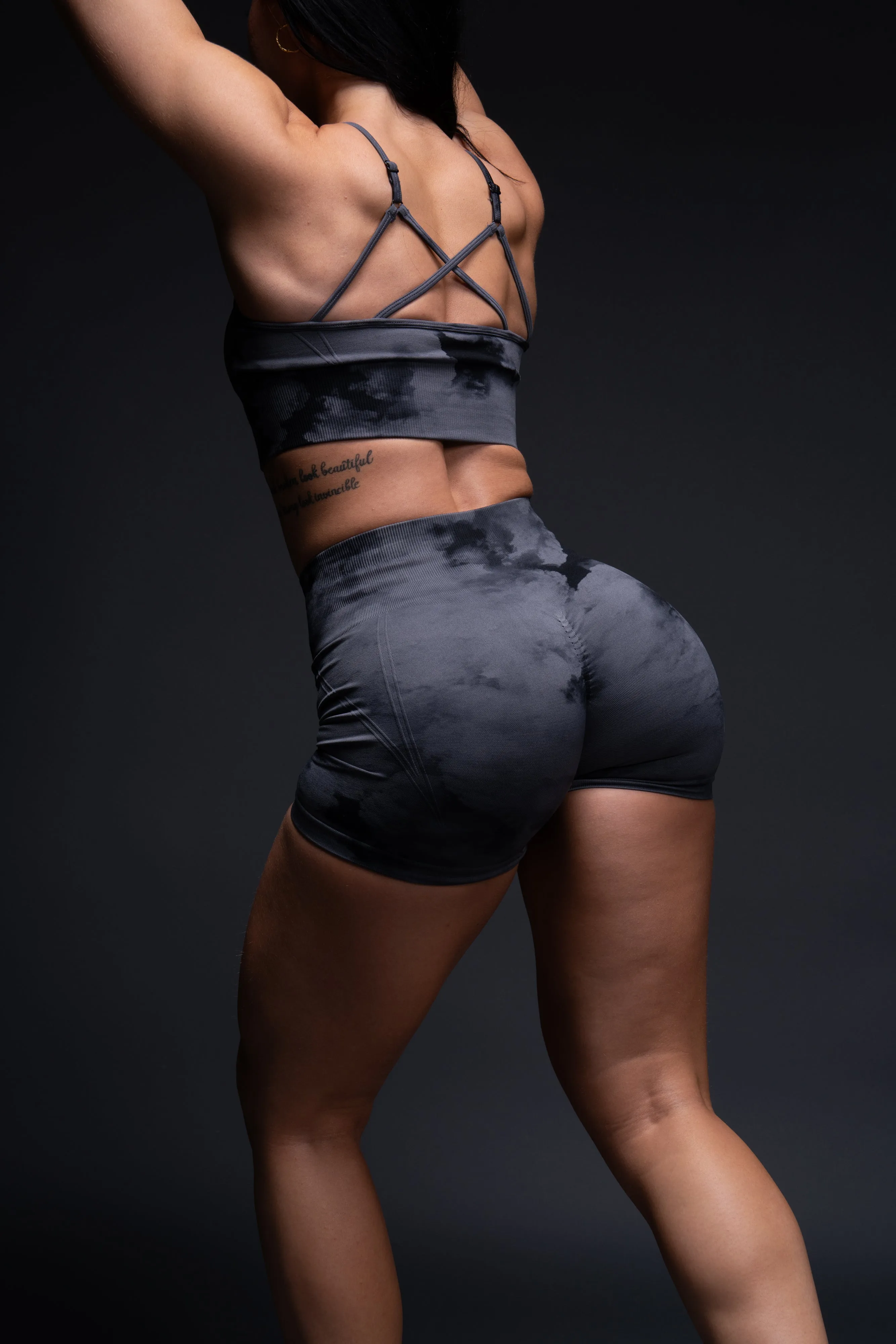 Loyalty Everson Seamless "Huxley" Shorts in Black Ghost Clouds
