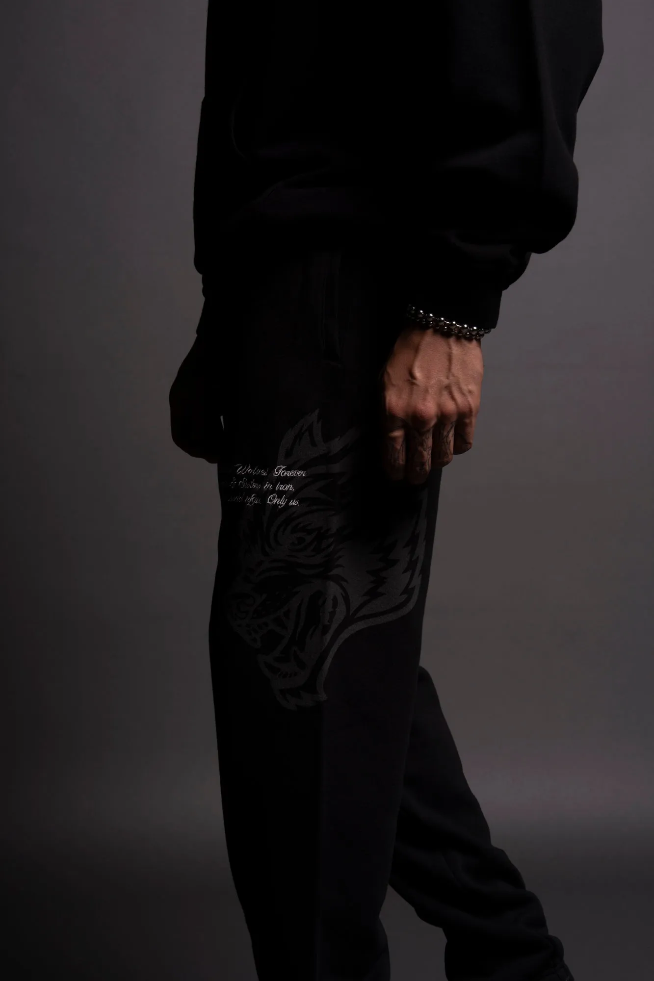 Loyalty Wolf Post Lounge Sweats in Black