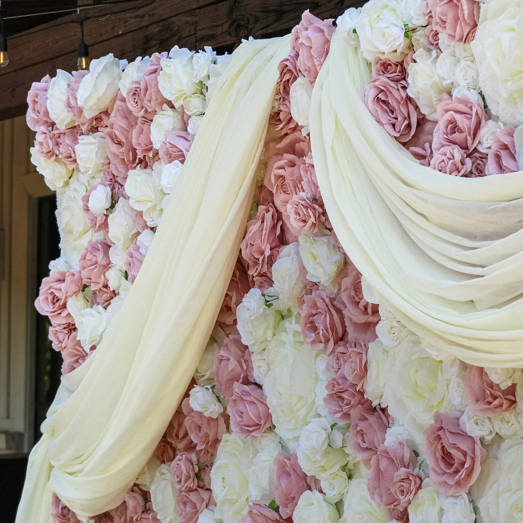 Luxe Roll Up Flower Wall Backdrop 8ft x 4ft - Pink/Ivory