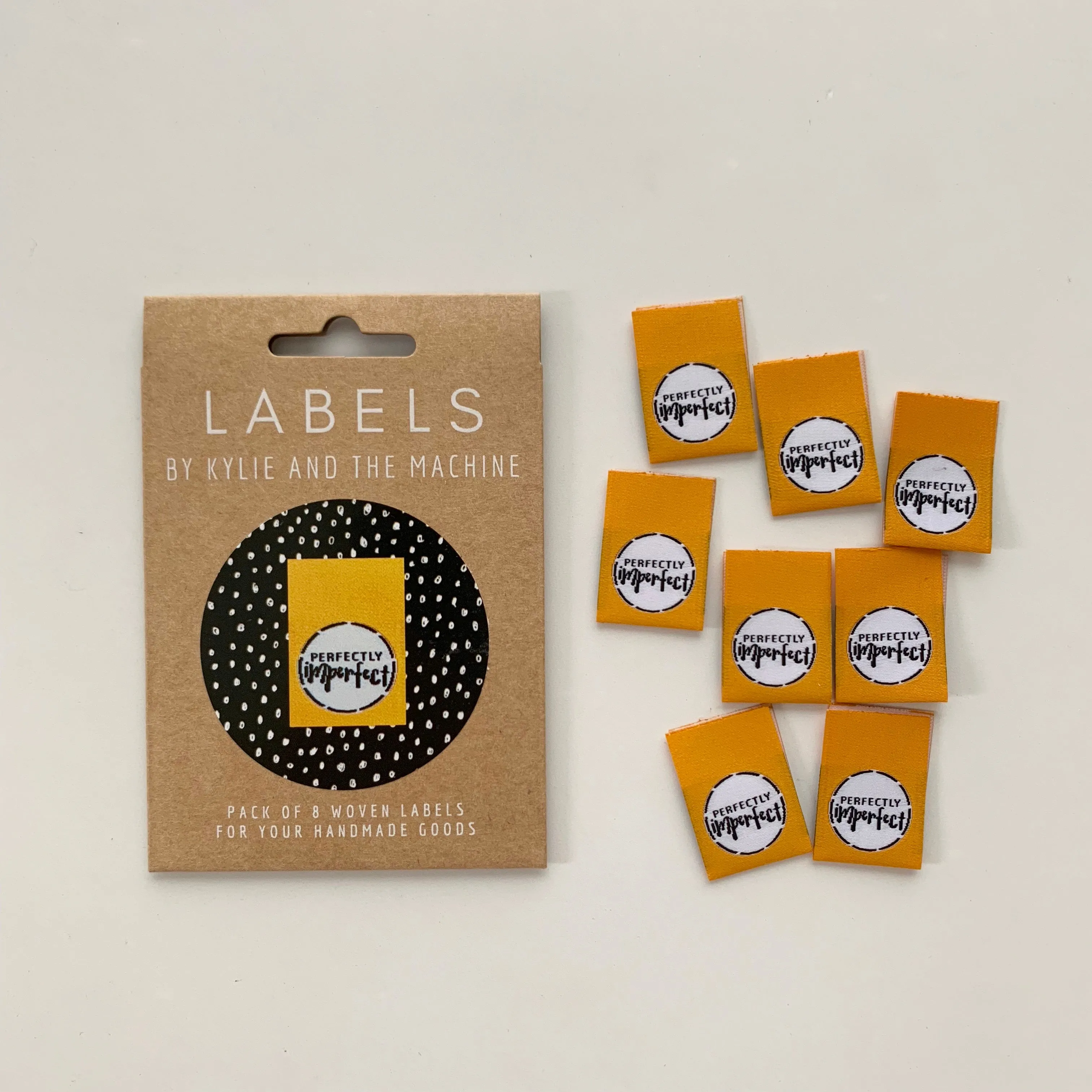 "PERFECTLY IMPERFECT" - woven sewing labels 8 Pack