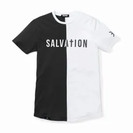 Salvation Vertical Block Swoop Tee - Black and White (Long Body)
