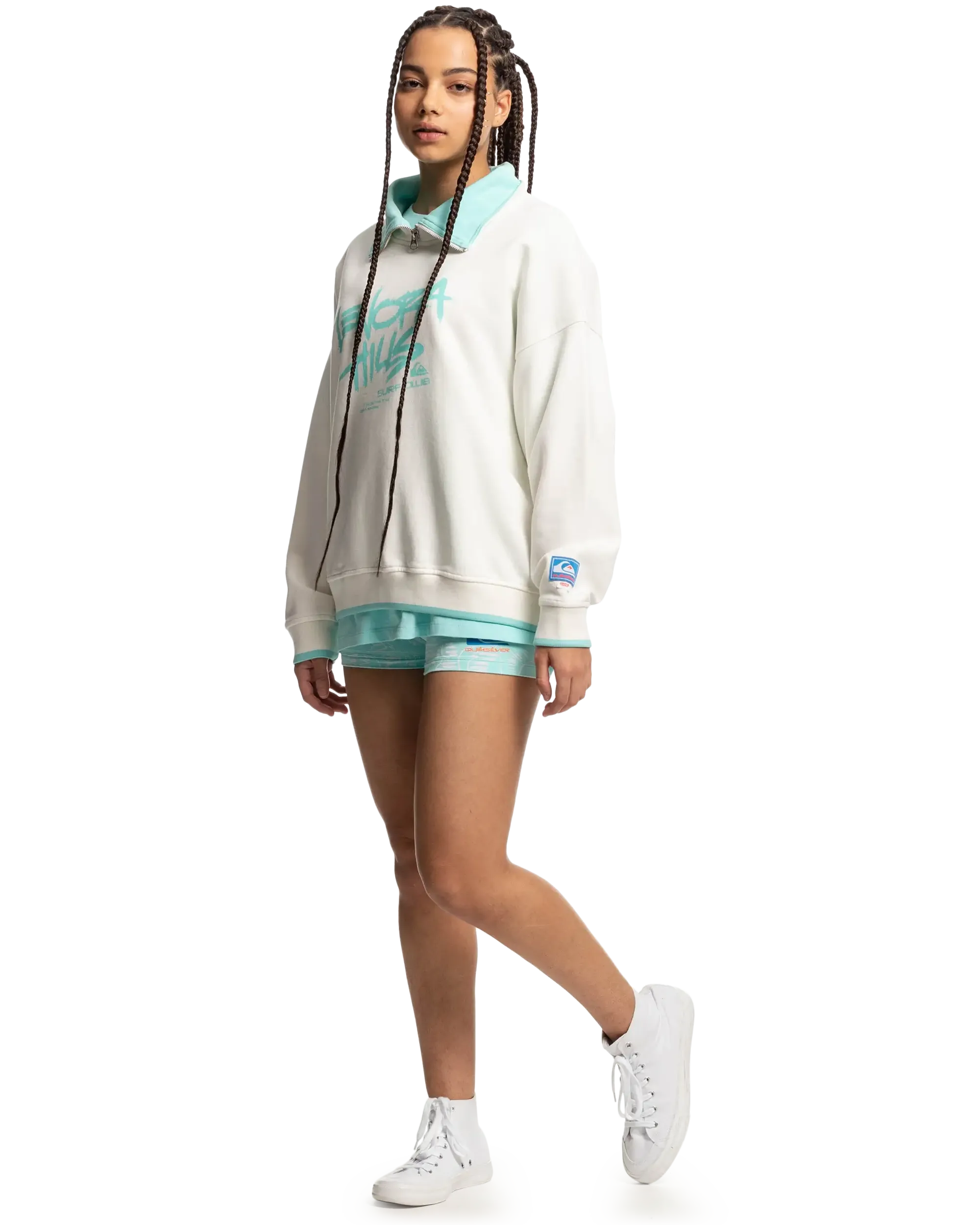 Stranger Things Lenora 1/2 Zip Sweatshirt in Snow White