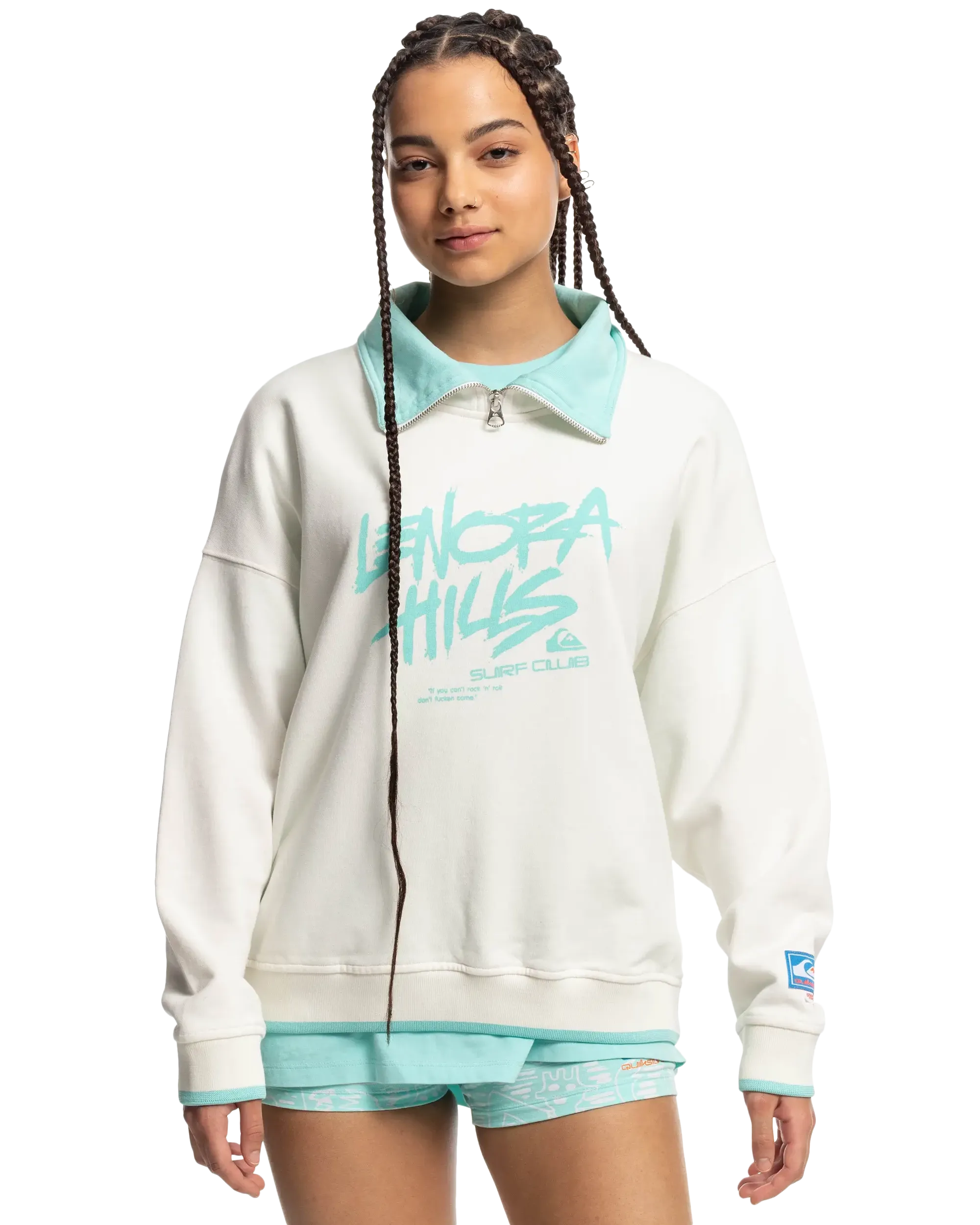 Stranger Things Lenora 1/2 Zip Sweatshirt in Snow White